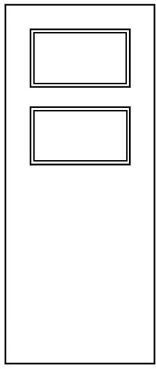 Pattern 2 - 30 Minute Fire Door with 2 Glass Panes - Oak, Walnut, Ash, Grey, White Options